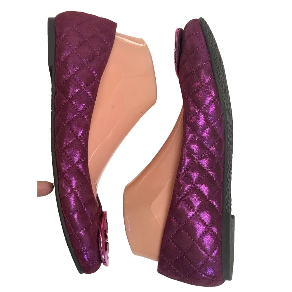 Tory Burch Metallic Pink Quilted Ballet Flats Womens Size 9